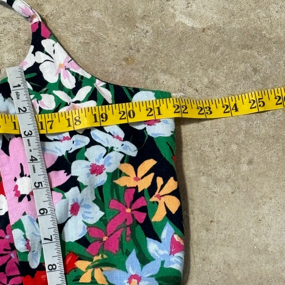 Old Navy Dress Women’s XXL Tall Blue Green Floral Spaghetti Strap Linen Blend - Picture 12 of 16